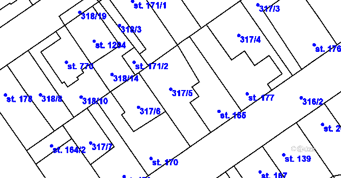 Parcela st. 317/5 v KÚ Studánka, Katastrální mapa