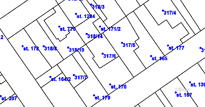 Parcela st. 317/6 v KÚ Studánka, Katastrální mapa