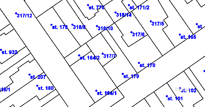Parcela st. 317/7 v KÚ Studánka, Katastrální mapa