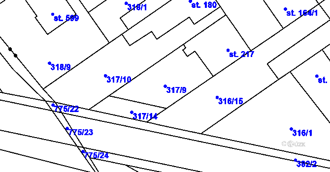 Parcela st. 317/9 v KÚ Studánka, Katastrální mapa