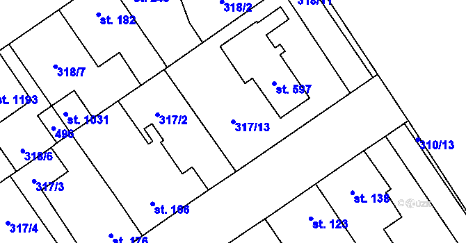 Parcela st. 317/13 v KÚ Studánka, Katastrální mapa