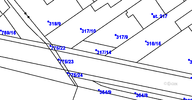Parcela st. 317/14 v KÚ Studánka, Katastrální mapa