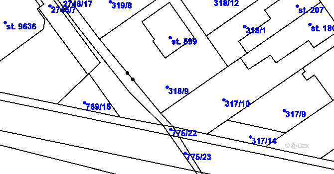 Parcela st. 318/9 v KÚ Studánka, Katastrální mapa