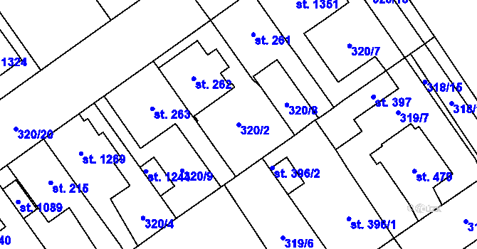 Parcela st. 320/2 v KÚ Studánka, Katastrální mapa