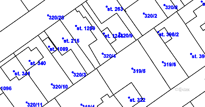Parcela st. 320/4 v KÚ Studánka, Katastrální mapa