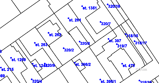 Parcela st. 320/8 v KÚ Studánka, Katastrální mapa