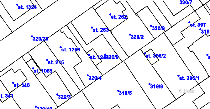 Parcela st. 320/9 v KÚ Studánka, Katastrální mapa