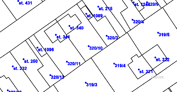 Parcela st. 320/10 v KÚ Studánka, Katastrální mapa