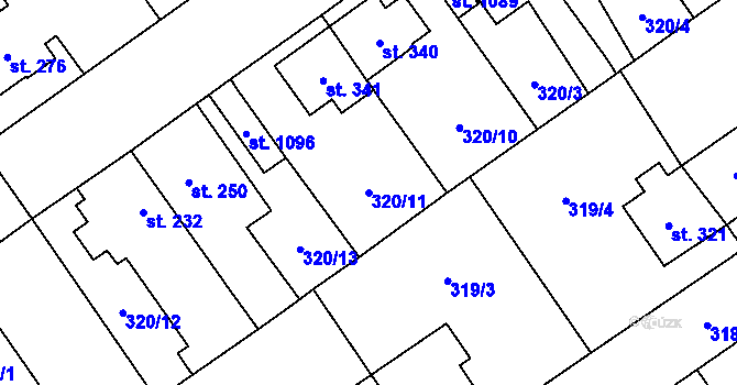 Parcela st. 320/11 v KÚ Studánka, Katastrální mapa