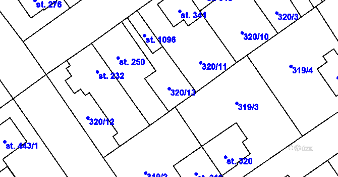 Parcela st. 320/13 v KÚ Studánka, Katastrální mapa