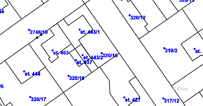 Parcela st. 320/15 v KÚ Studánka, Katastrální mapa
