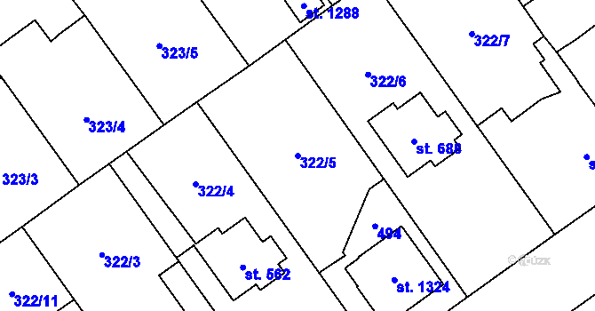 Parcela st. 322/5 v KÚ Studánka, Katastrální mapa