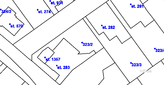 Parcela st. 323/2 v KÚ Studánka, Katastrální mapa