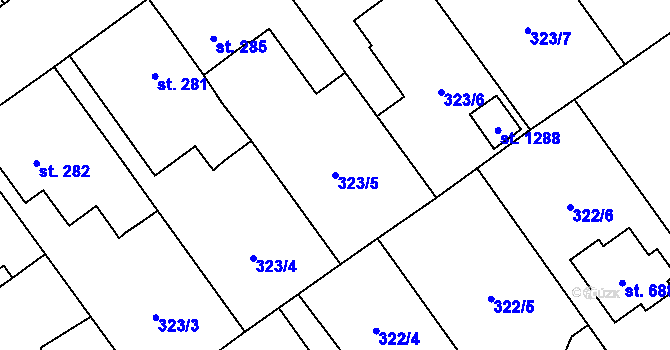 Parcela st. 323/5 v KÚ Studánka, Katastrální mapa