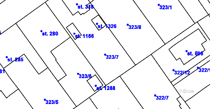 Parcela st. 323/7 v KÚ Studánka, Katastrální mapa