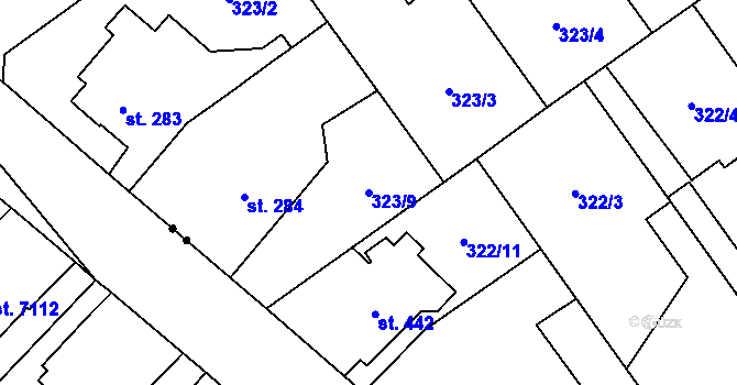 Parcela st. 323/9 v KÚ Studánka, Katastrální mapa