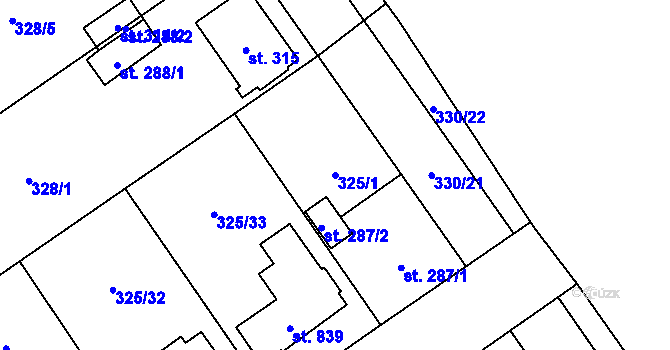 Parcela st. 325/1 v KÚ Studánka, Katastrální mapa