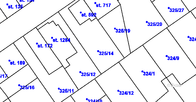 Parcela st. 325/14 v KÚ Studánka, Katastrální mapa