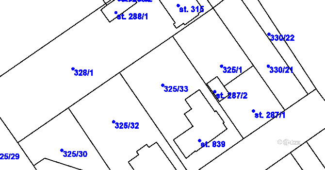 Parcela st. 325/33 v KÚ Studánka, Katastrální mapa