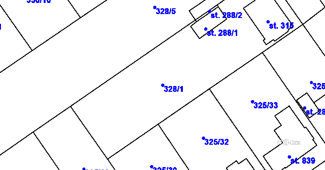 Parcela st. 328/1 v KÚ Studánka, Katastrální mapa