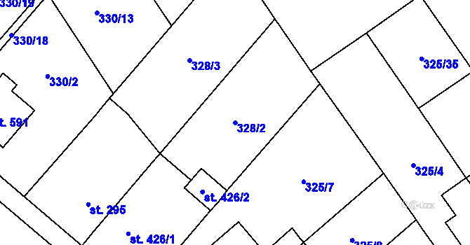 Parcela st. 328/2 v KÚ Studánka, Katastrální mapa