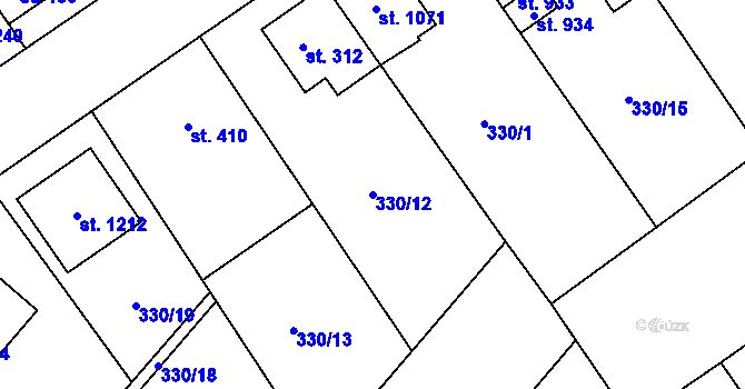 Parcela st. 330/12 v KÚ Studánka, Katastrální mapa