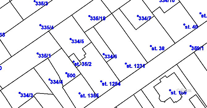 Parcela st. 334/6 v KÚ Studánka, Katastrální mapa