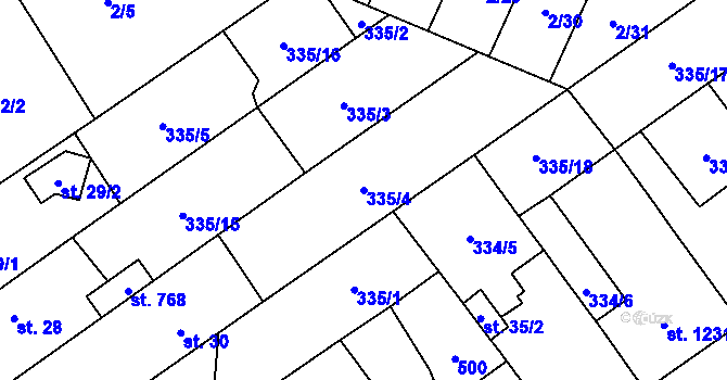 Parcela st. 335/4 v KÚ Studánka, Katastrální mapa
