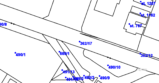 Parcela st. 362/17 v KÚ Studánka, Katastrální mapa