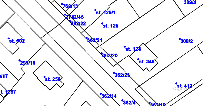 Parcela st. 362/20 v KÚ Studánka, Katastrální mapa