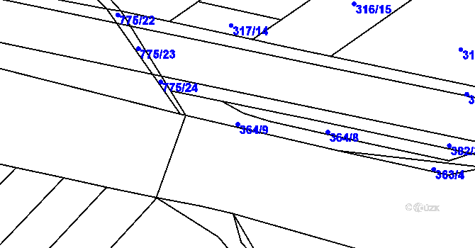 Parcela st. 364/9 v KÚ Studánka, Katastrální mapa