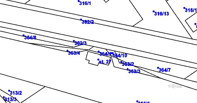 Parcela st. 364/11 v KÚ Studánka, Katastrální mapa