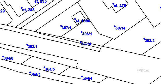 Parcela st. 382/4 v KÚ Studánka, Katastrální mapa