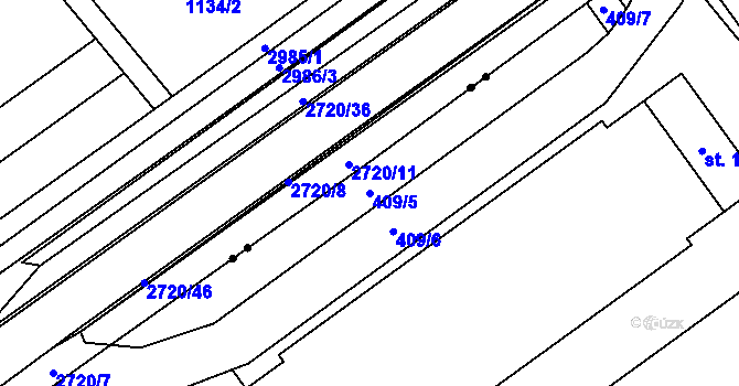 Parcela st. 409/5 v KÚ Studánka, Katastrální mapa