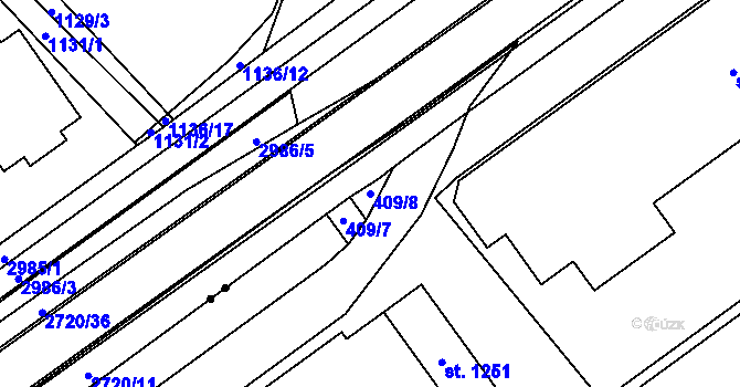 Parcela st. 409/8 v KÚ Studánka, Katastrální mapa