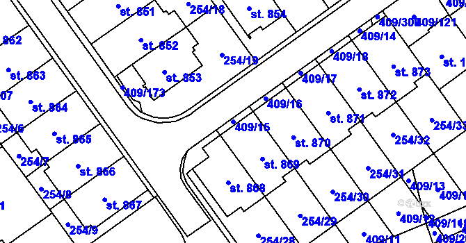 Parcela st. 409/15 v KÚ Studánka, Katastrální mapa