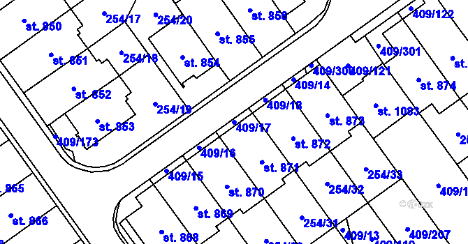 Parcela st. 409/17 v KÚ Studánka, Katastrální mapa