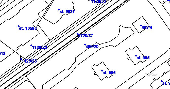 Parcela st. 409/20 v KÚ Studánka, Katastrální mapa