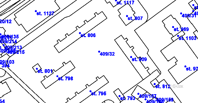 Parcela st. 409/32 v KÚ Studánka, Katastrální mapa