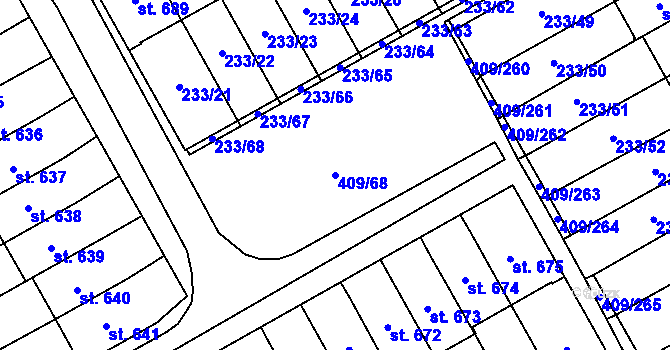Parcela st. 409/68 v KÚ Studánka, Katastrální mapa