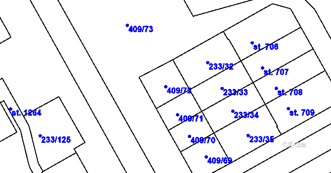 Parcela st. 409/72 v KÚ Studánka, Katastrální mapa