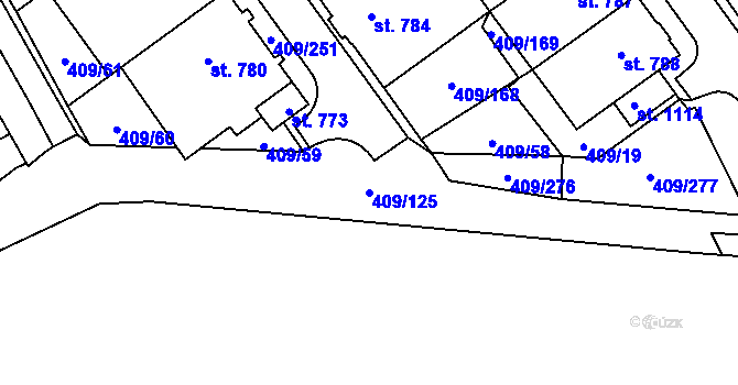 Parcela st. 409/125 v KÚ Studánka, Katastrální mapa