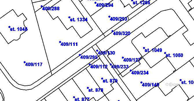 Parcela st. 409/130 v KÚ Studánka, Katastrální mapa
