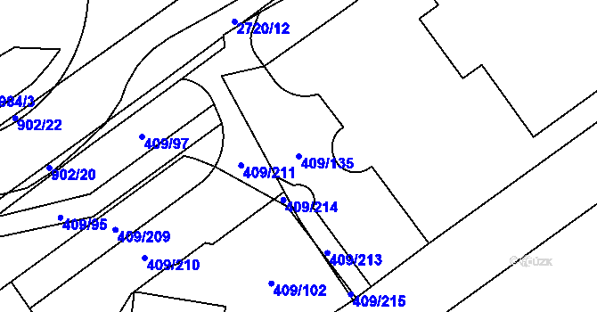 Parcela st. 409/135 v KÚ Studánka, Katastrální mapa