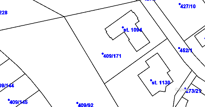 Parcela st. 409/171 v KÚ Studánka, Katastrální mapa