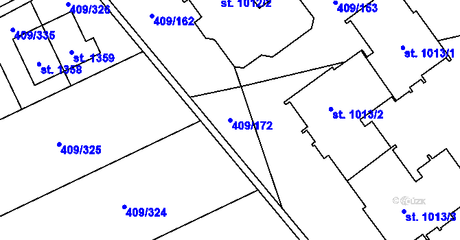 Parcela st. 409/172 v KÚ Studánka, Katastrální mapa