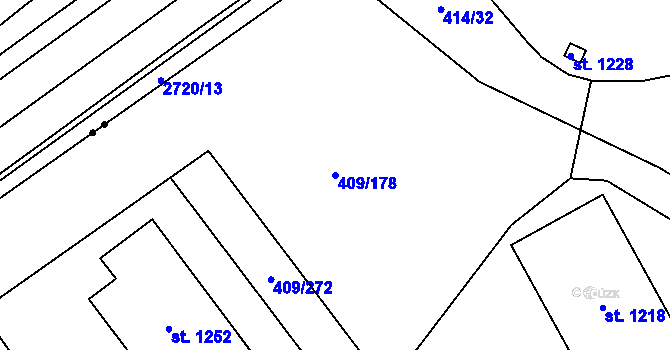 Parcela st. 409/178 v KÚ Studánka, Katastrální mapa