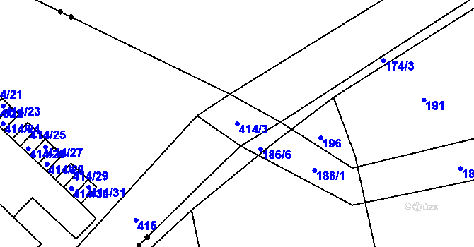 Parcela st. 414/3 v KÚ Studánka, Katastrální mapa