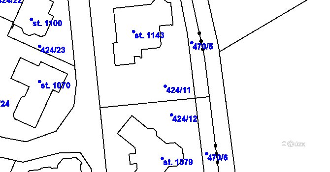 Parcela st. 424/11 v KÚ Studánka, Katastrální mapa