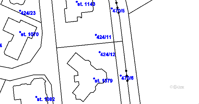 Parcela st. 424/12 v KÚ Studánka, Katastrální mapa